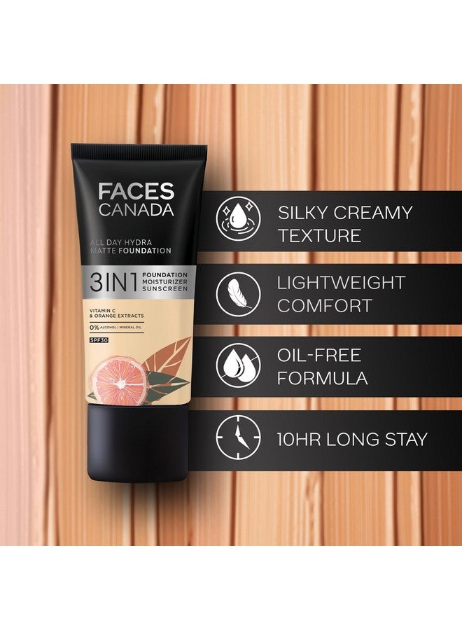 FACESCANADA All Day Hydra Matte Foundation|3-In-1 Foundation + Moisturizer Cream +Spf 30|24 Hr Aloe Hydration&Vitamin C|10Hr Long Wear|Medium To High Buildable Coverage|Caramel Natural|25Ml,Pack Of 1 - Image 4