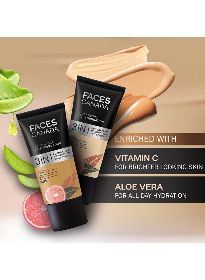 FACESCANADA All Day Hydra Matte Foundation|3-In-1 Foundation + Moisturizer Cream +Spf 30|24 Hr Aloe Hydration&Vitamin C|10Hr Long Wear|Medium To High Buildable Coverage|Caramel Natural|25Ml,Pack Of 1 - Image 3