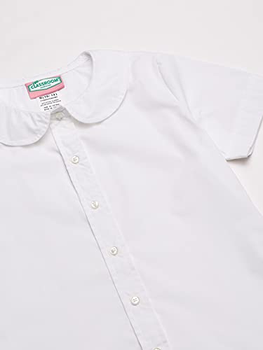 Classroom School Uniforms girls Short Sleeve Peter Pan Blouse,White,Medium - Image 2