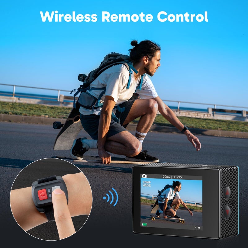 AKASO EK7000 4K30FPS 20MP WiFi Action Camera with EIS Ultra HD 131FT Waterproof Underwater Camera Remote Control 4X Zoom Support External Microphone - Image 5