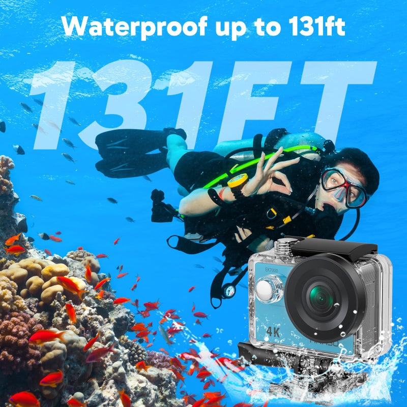 AKASO EK7000 4K30FPS 20MP WiFi Action Camera with EIS Ultra HD 131FT Waterproof Underwater Camera Remote Control 4X Zoom Support External Microphone - Image 4