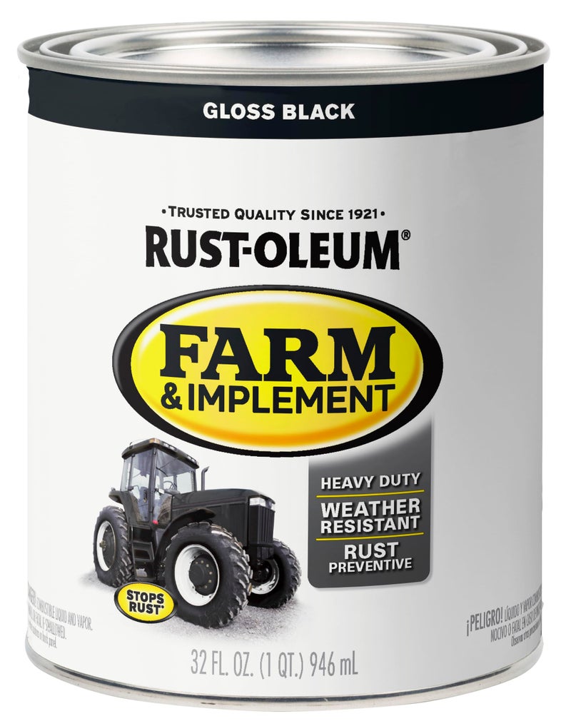 Rust-Oleum 280104 Farm & Implement Enamel Paint, Quart, Gloss Black, (Pack of 1) - Image 5