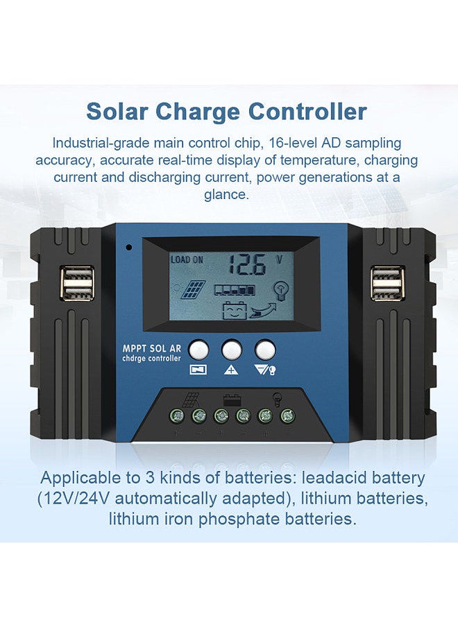Generic - 30A MPPT Solar Charge Controller 12/24V Auto Focus Solar Panel Controller Battery Intelligent Regulator - Image 1
