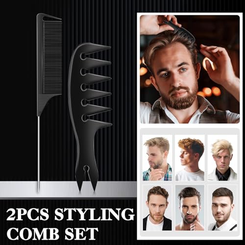DUAIU 9Pcs Hair Comb Set, Professional Barber Combs for Hair Cutting and Styling - Premium Grade Hair Spray Bottle Neck Duster Barber Brush Set, Taper Texture Clipper Comb Tools for Men Boys - Image 5