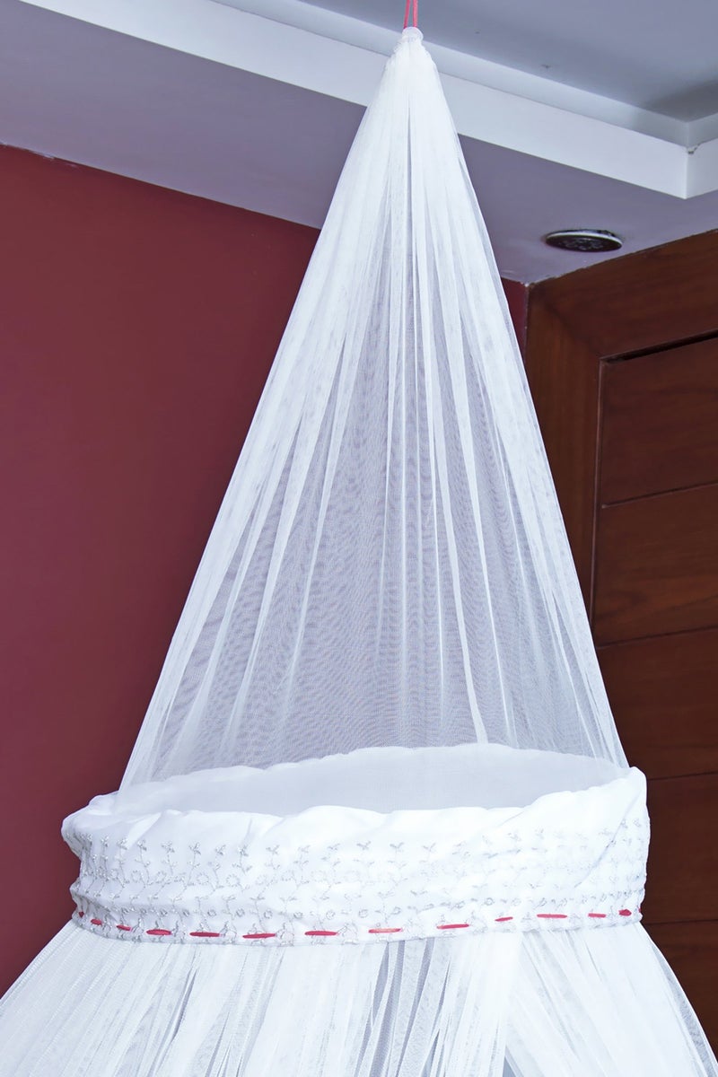 Creative Textiles Ceiling Hanging Mosquito Net I Machardani for Double Bed King Size I Polyster Canopy Circular Curtain for Bedroom I Keeps Away Insects and Flies - White - Image 3