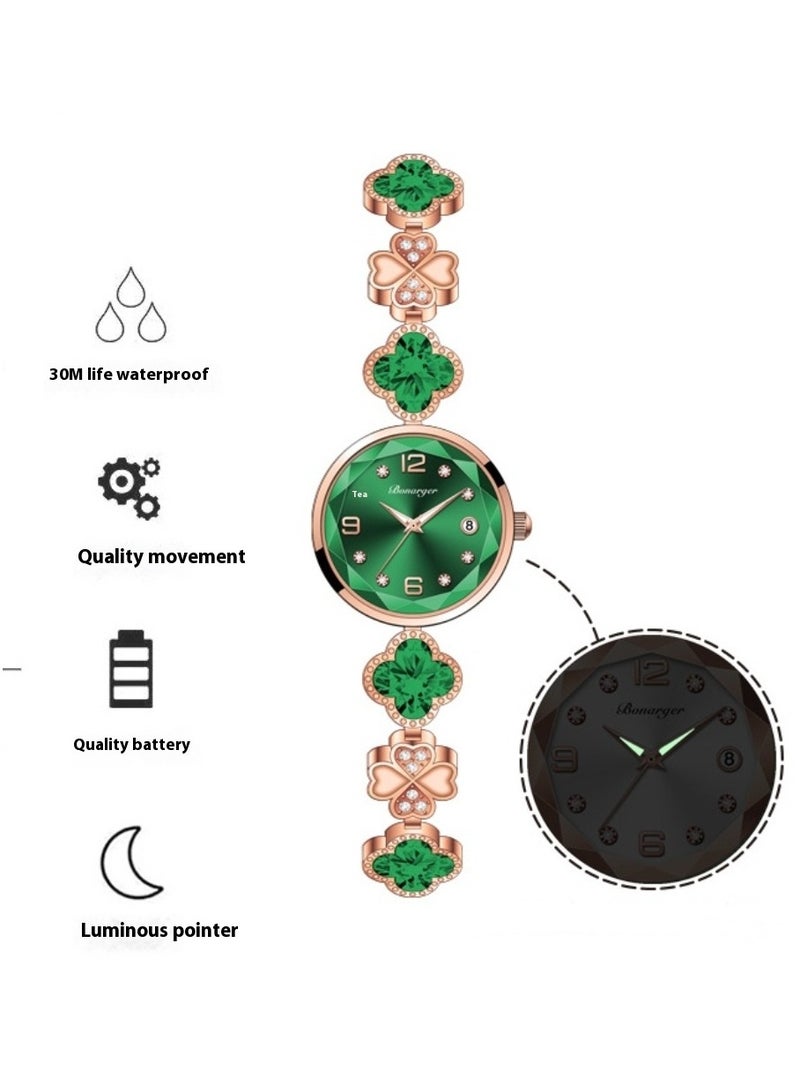 BONARGER Women's Watch Bracelet Female Fashion Waterproof Quartz Watch Green - Image 4