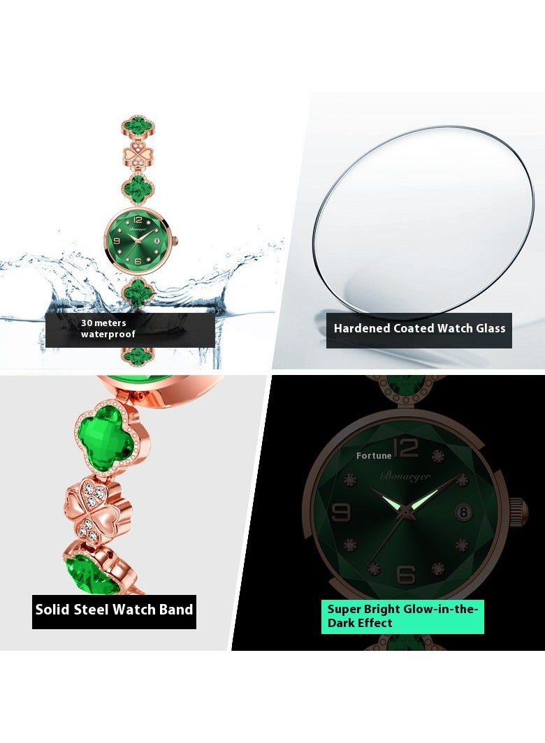 BONARGER Women's Watch Bracelet Female Fashion Waterproof Quartz Watch Green - Image 5