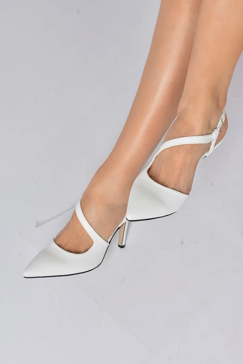 فوكس شوز White Pointed Toe Women's Heeled Shoes K404910809