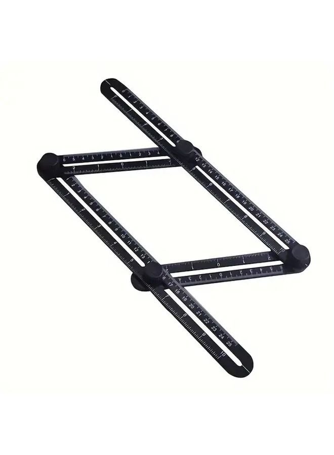 Multifunctional Four Fold ABS Plastic Ruler Black Multi Angle Four Sided For Tile Measurement - Image 1