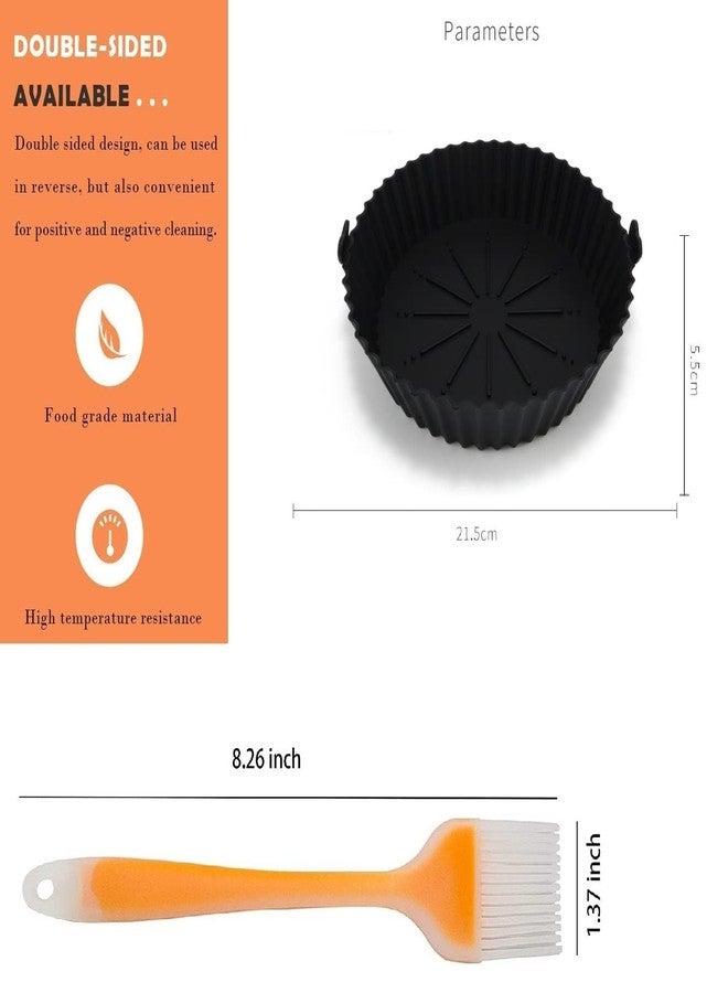 KESESU 2 Pack Air Fryer Silicone Liners, Silicone Air Fryer Liners Inserts,Replacement of Flammable Parchment Paper,Reusable Baking Tray Oven Accessories (Black - 2, 9 in) - Image 2