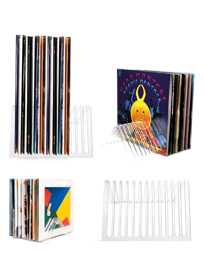 TPGP 2 Pack Clear Vinyl Record Storage Holder, 12 Slot Acrylic Vinyl Record Stand Display for Desktop Album Storage, Office & Home - Image 3