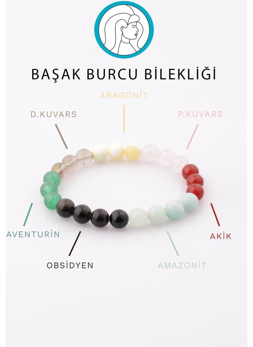 Güneş Avm GÜNEŞAVM Natural Stone Bracelet Made of Virgo Zodiac Stones 8 mm Sphere Cut - Zodiac Bracelet 