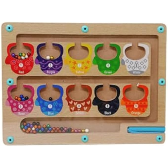 MONTESSORI COLOR & NUMBER MAZE WOODEN PUZZLE BOARD WITH MAGNETIC PEN LEARNING & COUNTING TOY FOR TODDLERS FINE MOTOR SKILL GAME FOR KIDS AGES 3 4 5 BOYS & GIRLS - Image 1
