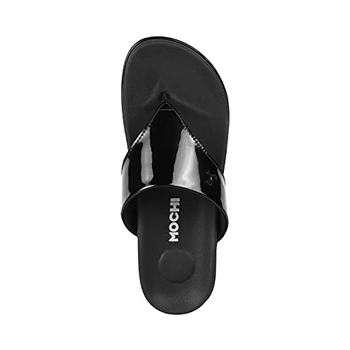 Mochi Women's Black Faux Leather Slip-on Fashion Sandals UK/4 EU/37 (32-1355) - Image 5