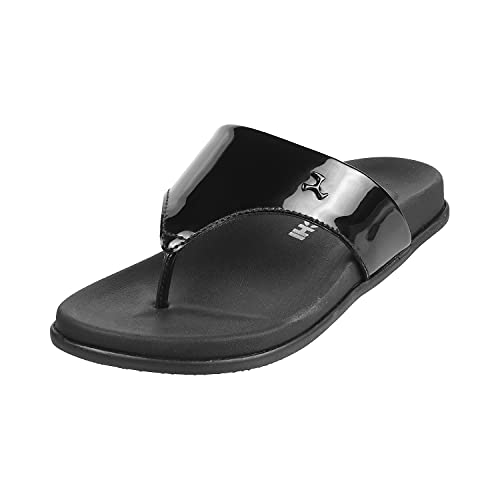 Mochi Women's Black Faux Leather Slip-on Fashion Sandals UK/4 EU/37 (32-1355) - Image 1