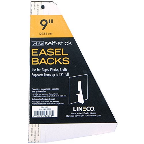Lineco 328-3009 White Single-Wing 9" Self-Stick Chipboard Easel Backs 5/Pkg - Image 2