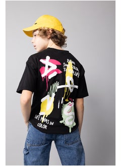 Boy Oversize Fit Crew Neck Knitted Short Sleeve T-Shirt