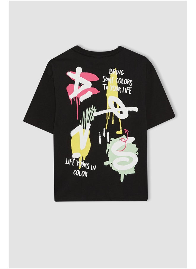 DeFacto - Boy Oversize Fit Crew Neck Knitted Short Sleeve T-Shirt - Image 1
