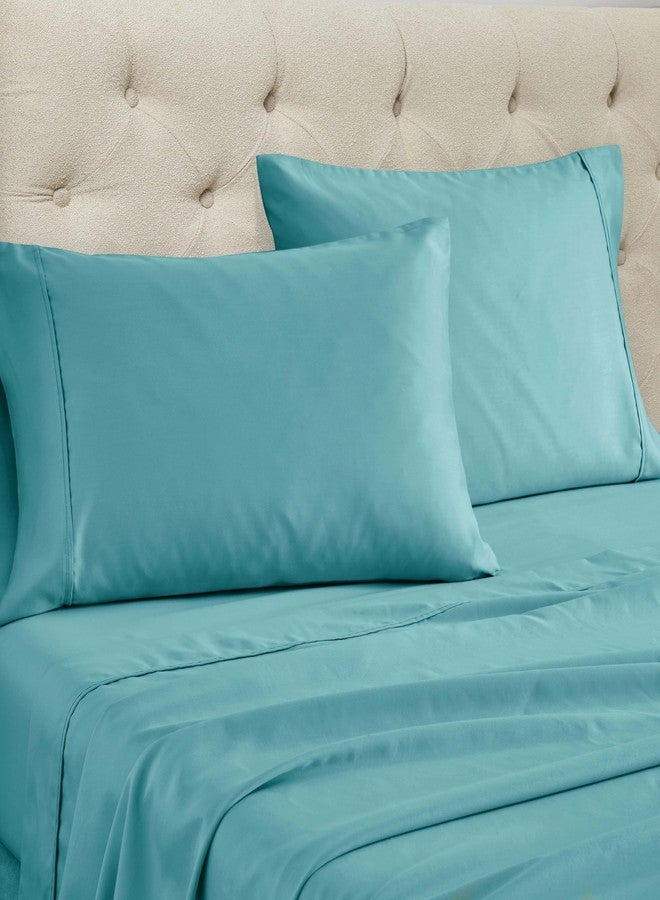 Superior 1400-1500 Thread Count Cotton Rich Sheet Set, Heavy Daily Bedding, Modern Decor, Includes 1 Elastic Deep Pocket Fitted Bedsheet, 1 Flat Sheet, 2 Pillowcases, King Size, Teal - Image 2
