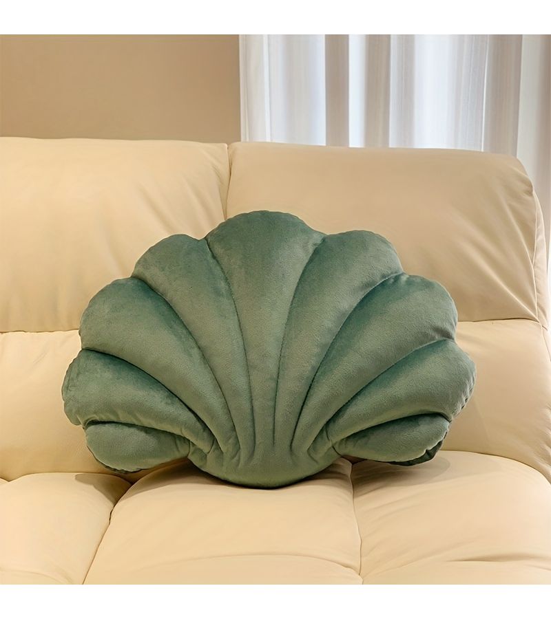 Light Green Shell Plush Pillow Cute Solid Cushion for Decoration - Image 2