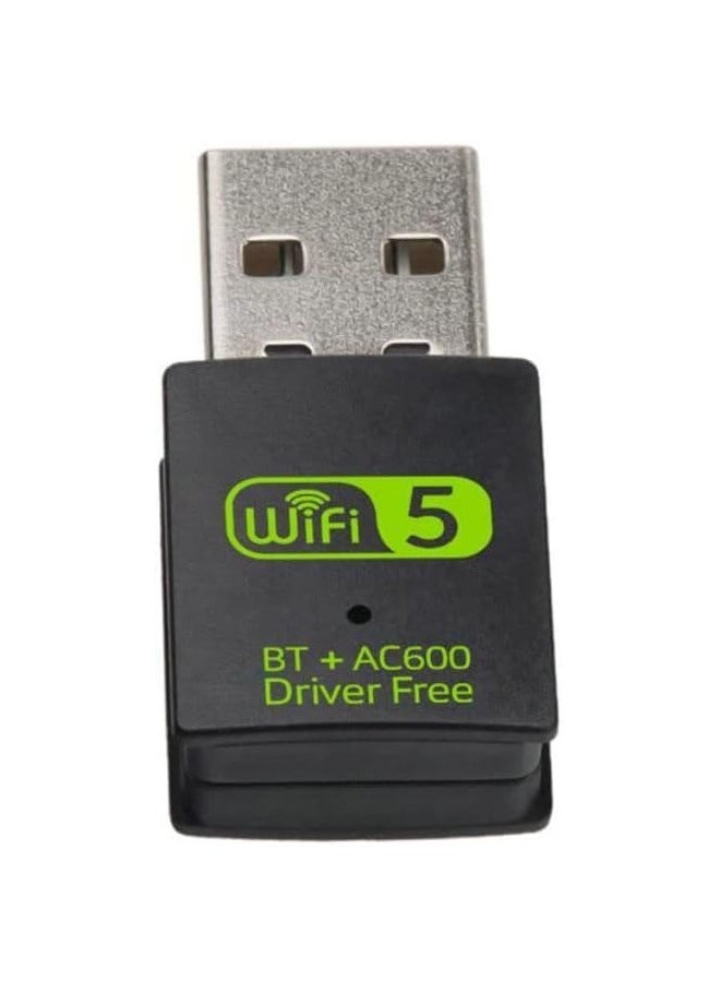 USB WiFi Bluetooth Adapter, 600Mbps Dual Band 2.4/5Ghz Wireless Network External Receiver, Mini WiFi Dongle for PC/Laptop/Desktop - Image 1