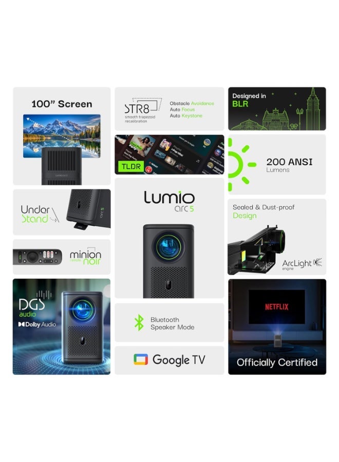 Lumio Renewed - Arc 5 Portable Home Projector - Image 2