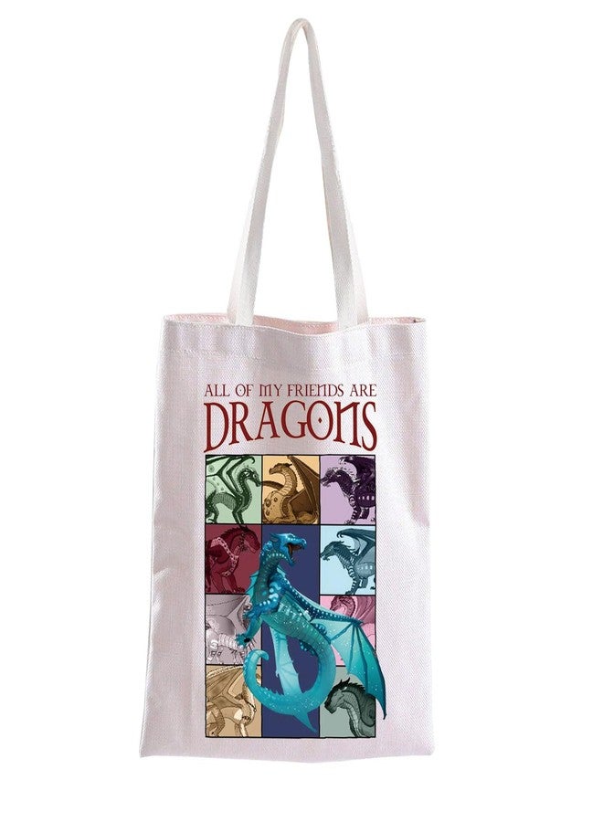 TOBGBE Wings Fire Novel Inspired Tote Bag Dragon Lover Gift All Of My Friends Are Dragons Reusable Grocery Shopping Bag Dragon Gift (TB, Blue Dragon Tote) - Image 3
