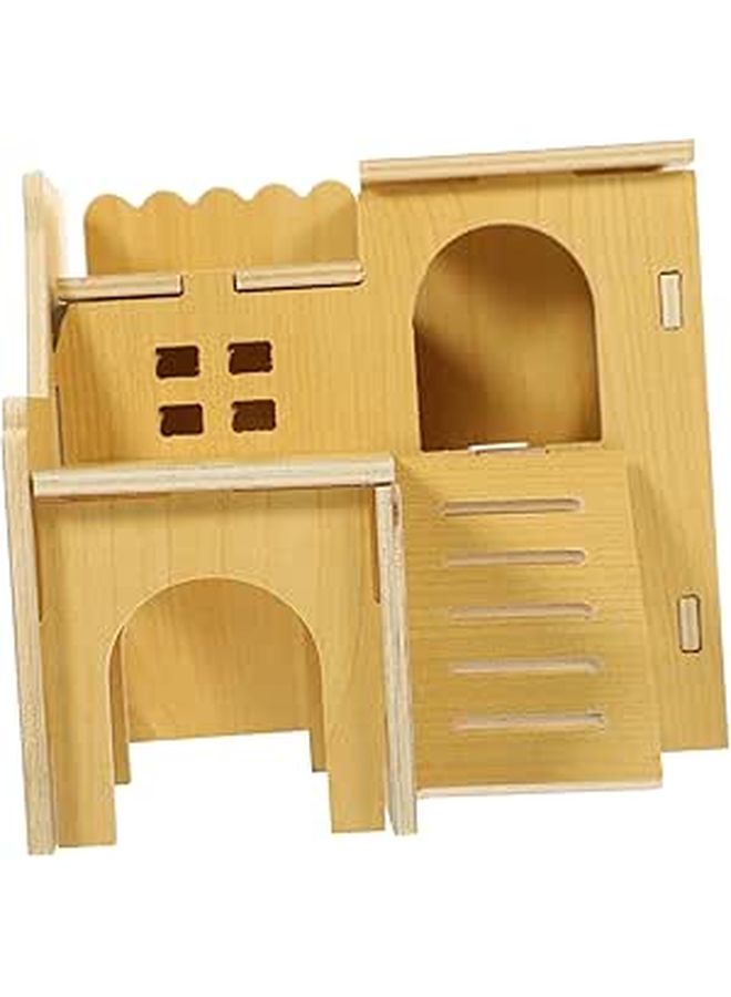 Mikikit Wooden Hamster House Hideout Pet Cage for Small Pets Mice Gerbil - Image 1