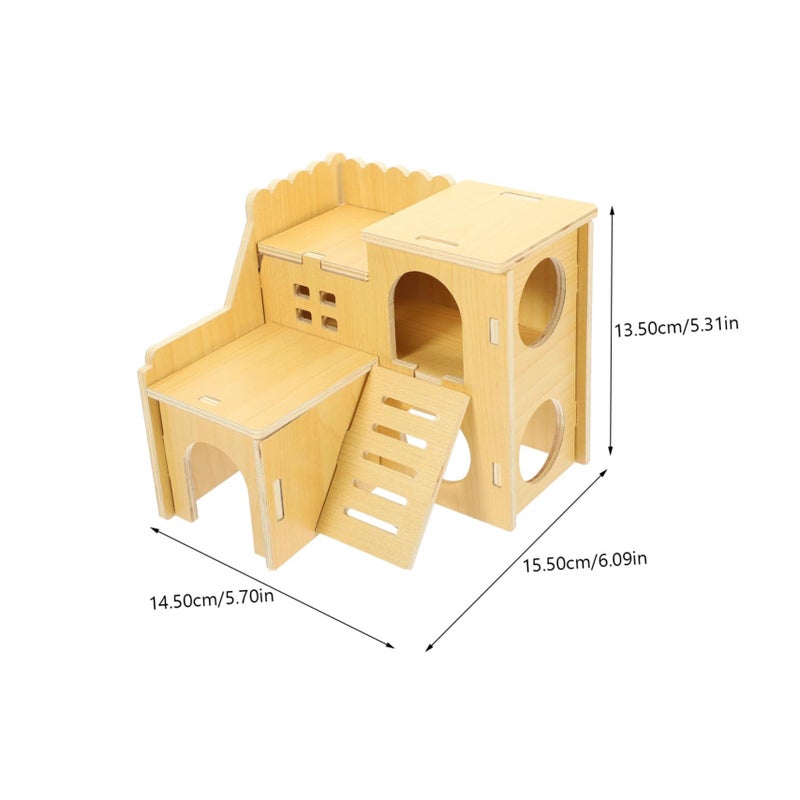 Mikikit Wooden Hamster House Hideout Pet Cage for Small Pets Mice Gerbil - Image 3