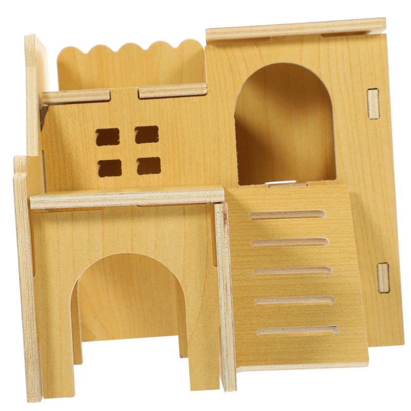Mikikit Wooden Hamster House Hideout Pet Cage for Small Pets Mice Gerbil - Image 2