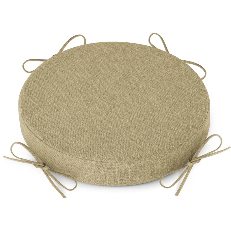AddGrace Round Bar Stool Cushions with Ties Set of 1 Non Slip Seat Cushions 12x12 Inch Washable Chair Pads Removable Washable Cover Beige - Image 2