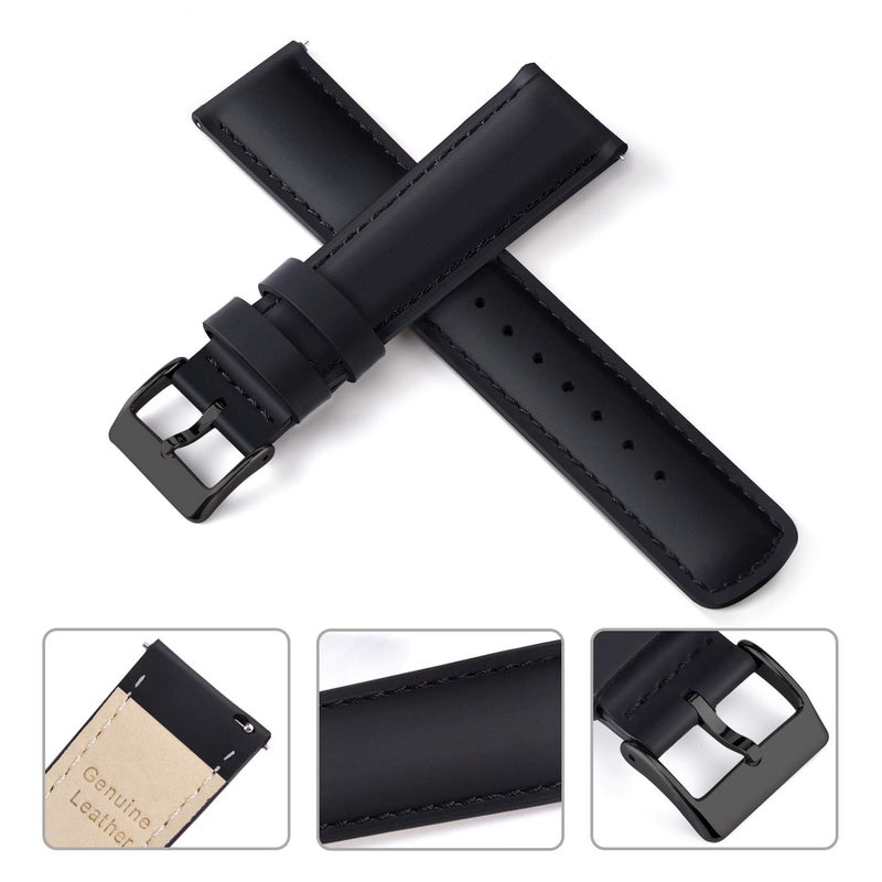 Ritche Genuine Black Leather Watch Bands 22mm Classic Vintage Quick Release Top Grain Leather Watch Strap, White Elephant Gifts, Stocking Stuffers for Men, Father's Day gifts - Image 4