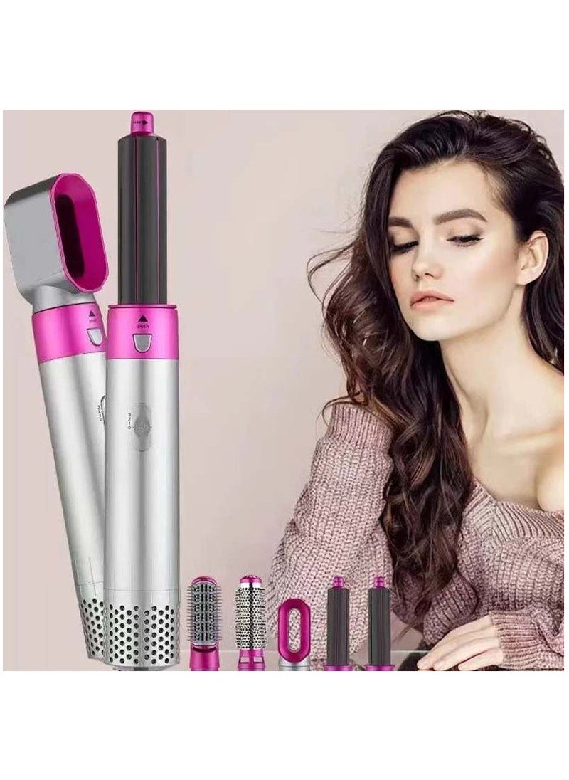 ABJ - 5 in 1 Curling Iron Rotary Hair Dryer Straightener Comb Curling Brush 5 Interchangeable Barrels 3 Adjustable Modes 30S Heating Smooth Ironing And Styling Tool Suitable for Home And Business Trips - Image 1
