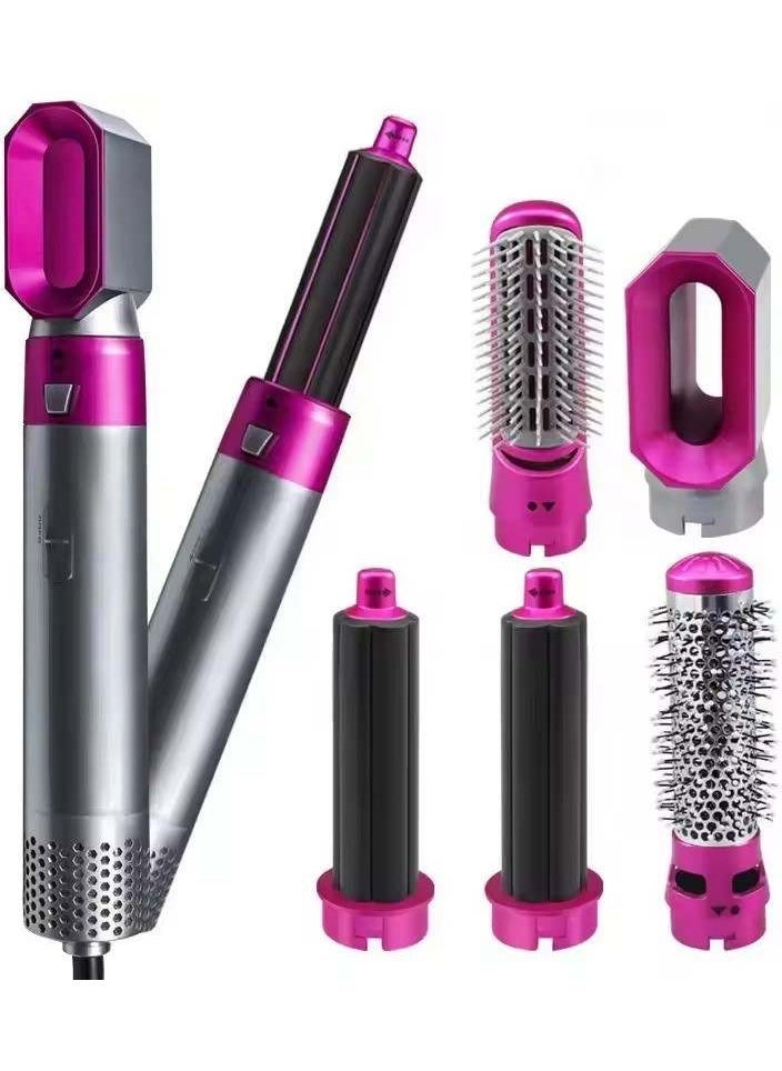 ABJ - 5 in 1 Curling Iron Rotary Hair Dryer Straightener Comb Curling Brush 5 Interchangeable Barrels 3 Adjustable Modes 30S Heating Smooth Ironing And Styling Tool Suitable for Home And Business Trips - Image 1