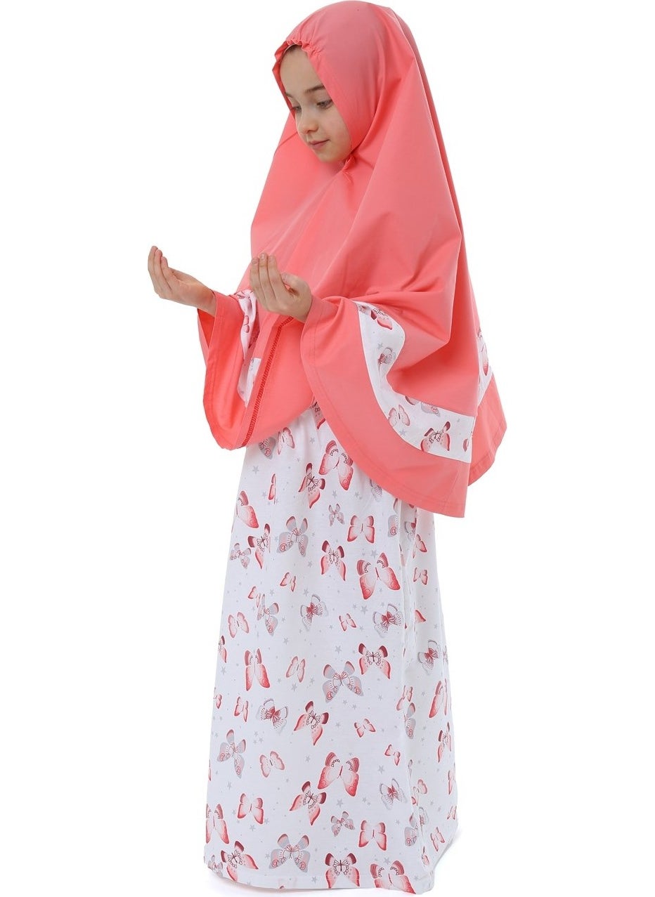 Elanesa  فستان صلاة للبنات بجيب مطبوع بفراشة  - Image 1