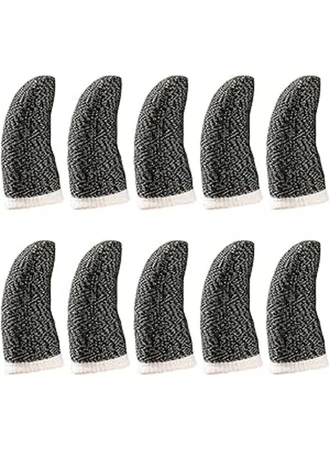 Black Copper Fiber Gaming Finger Sleeves Anti Sweat 10 Pcs with White Edge for Mobile Phone Controllers - Image 1