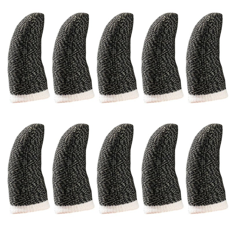 Black Copper Fiber Gaming Finger Sleeves Anti Sweat 10 Pcs with White Edge for Mobile Phone Controllers - Image 2