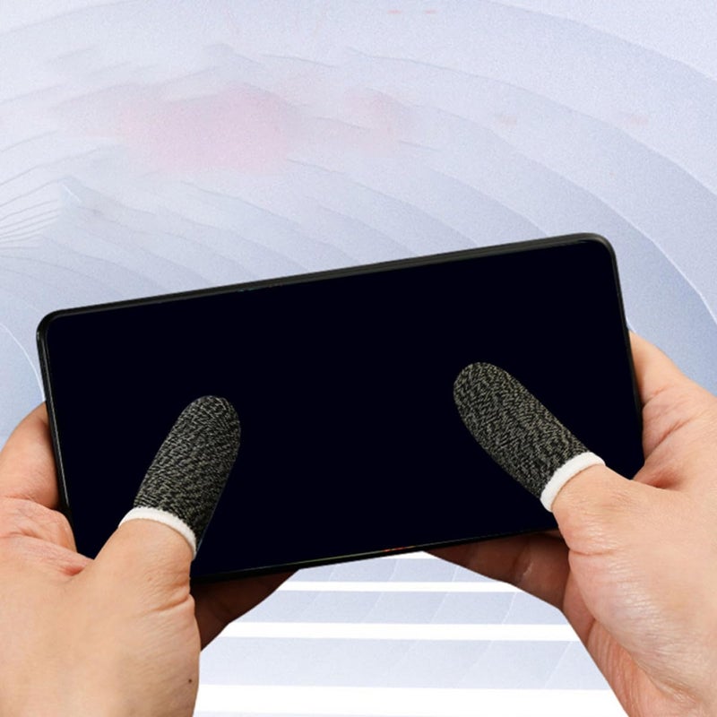 Black Copper Fiber Gaming Finger Sleeves Anti Sweat 10 Pcs with White Edge for Mobile Phone Controllers - Image 5
