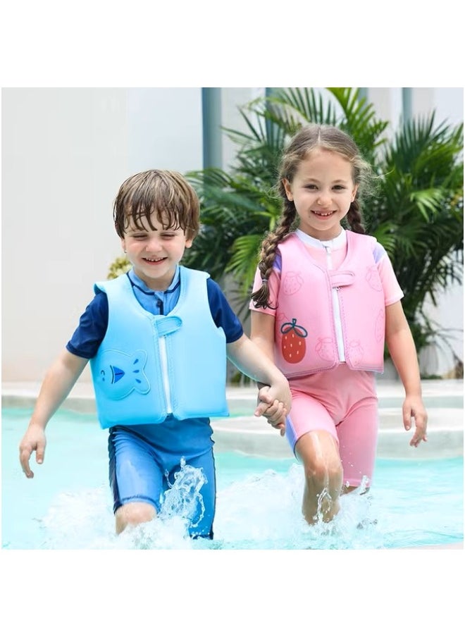 GGEROU Puddle Jumper Kids Swim Vest with Adjustable Strap for 20-55lbs Toddler Floaties with Shoulder Harness Arm Wings for 2-7 Years Old Life Jacket for Sea Beach Pool, Pink  - Image 2