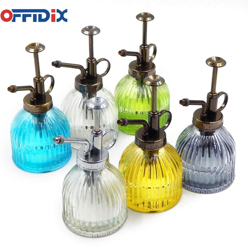 OFFIDIX Plant Mister plant water Spray Bottle, 6.3" Tall Vintage Style with Bronze Plastic Top Pump One Hand Glass Watering Can for Indoor Potted Plants Terrariums (Dark Gray) - Image 5