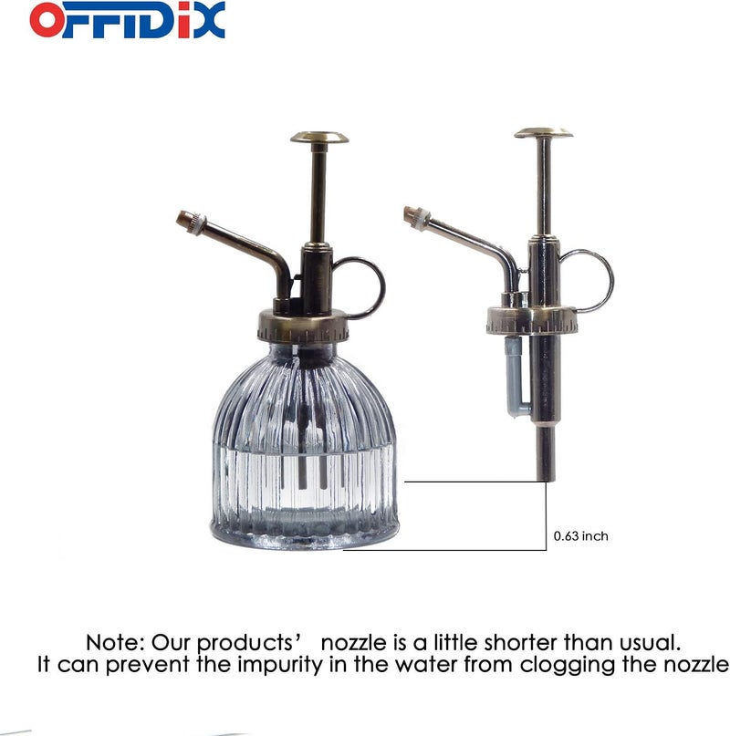 OFFIDIX Plant Mister plant water Spray Bottle, 6.3" Tall Vintage Style with Bronze Plastic Top Pump One Hand Glass Watering Can for Indoor Potted Plants Terrariums (Dark Gray) - Image 4