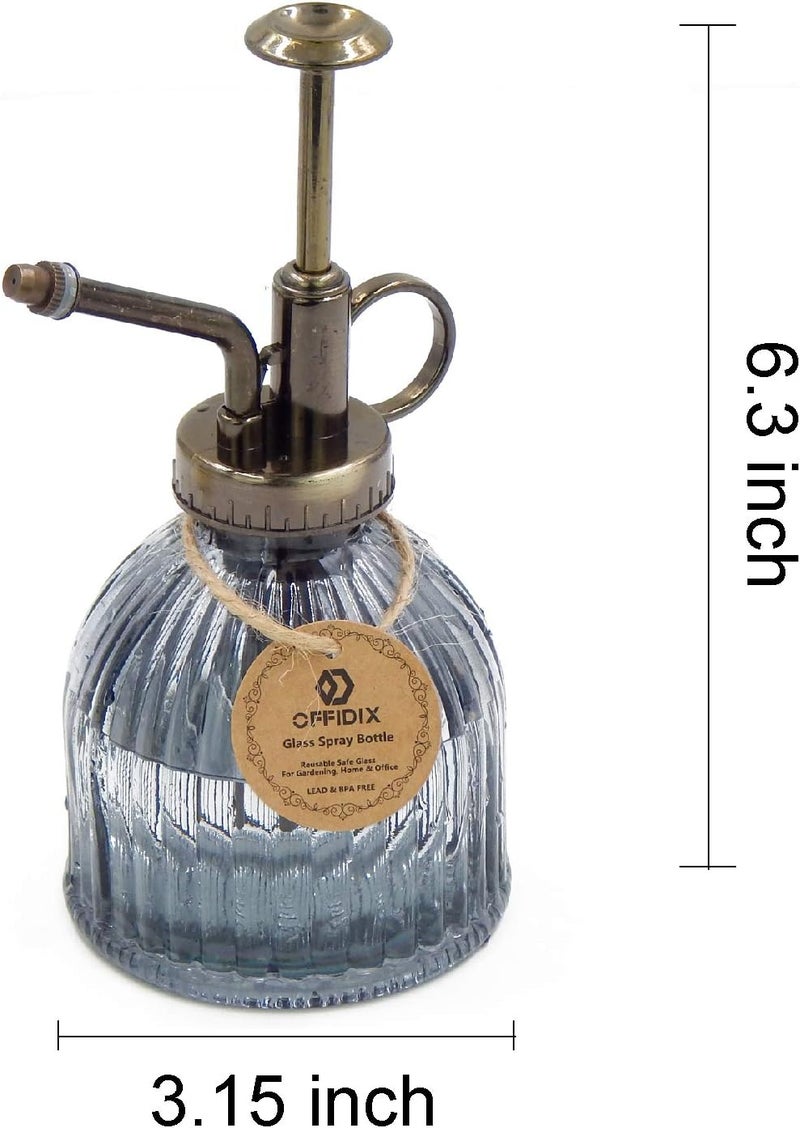 OFFIDIX Plant Mister plant water Spray Bottle, 6.3" Tall Vintage Style with Bronze Plastic Top Pump One Hand Glass Watering Can for Indoor Potted Plants Terrariums (Dark Gray) - Image 2