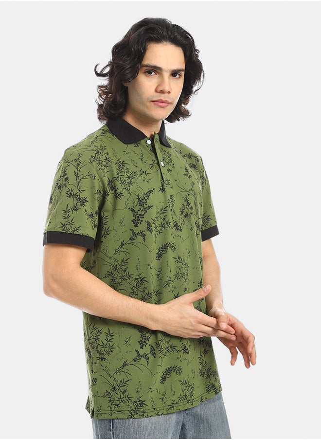 Red Circle Self Pattern Regular Fit Polo Shirt  - Image 2