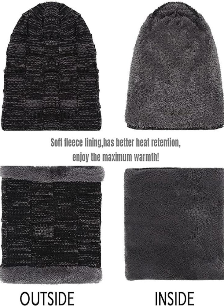 Oasisgalore Beanie Hat Warm Hat with Fleece Pullover Hat Bib Set Thickened Scarf Unisex - Image 2