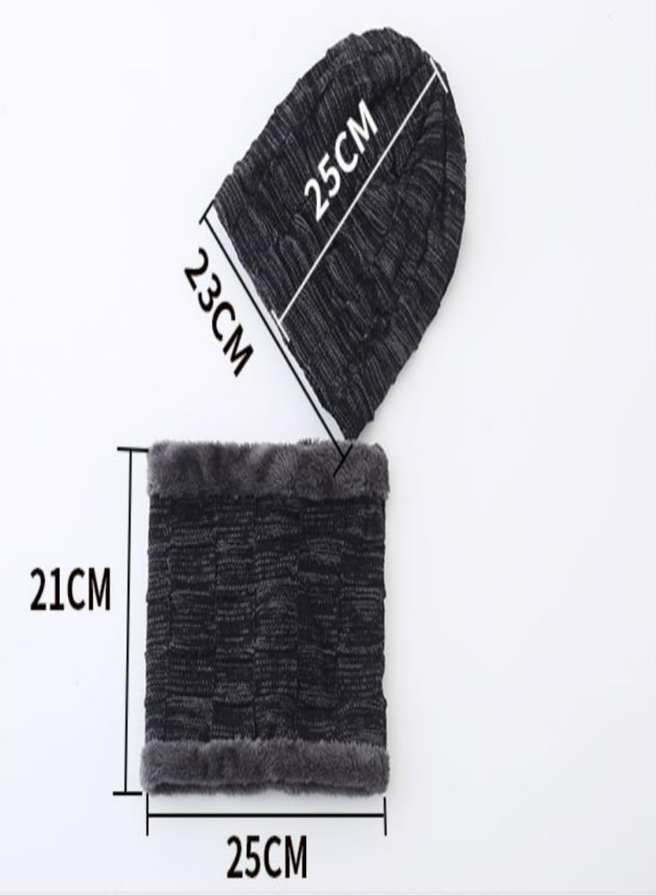 Oasisgalore Beanie Hat Warm Hat with Fleece Pullover Hat Bib Set Thickened Scarf Unisex - Image 3