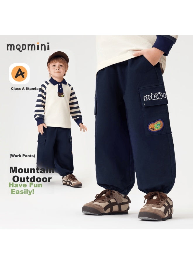 Mqdmini Kids Spring Outdoor Cargo Pants Boys Girls Fashion Woven Trousers