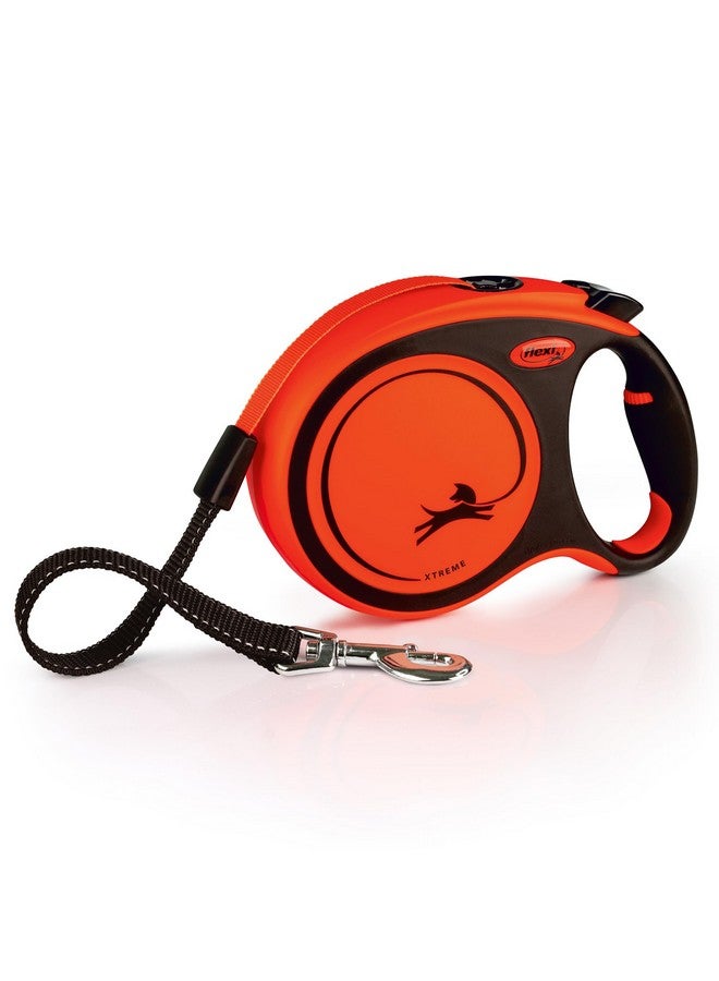 فلكسي مقود الكلب القابل للسحب FLEXI New Classic Tape للكلاب الكبيرة التي يصل وزنها إلى 121 رطلاً - 26 قدمًا، برتقالي/أسود | مقود المشي للحيوانات الأليفة الخالي من التشابك مع فرامل بيد واحدة وإيقاف مؤقت وقفل | منتج بجودة ألمانية - Image 1