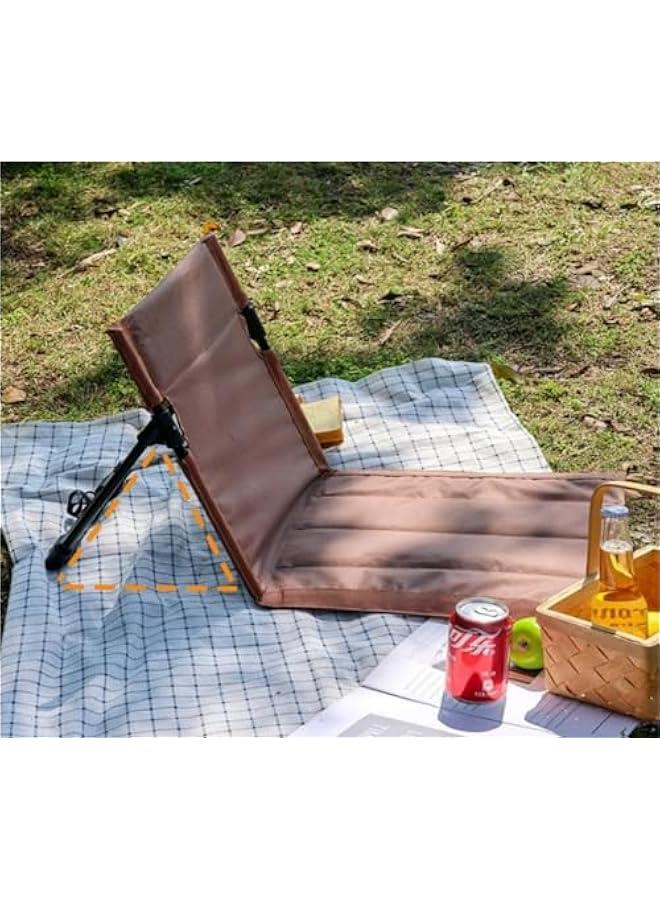HOOKOR Beach Mat Lounge Chair, Ultra-Light Camping Folding Chair with Backrest,Outdoors Relaxing Chair with Carry Bag for Camping Beach Road Trips (Beige) - Image 2
