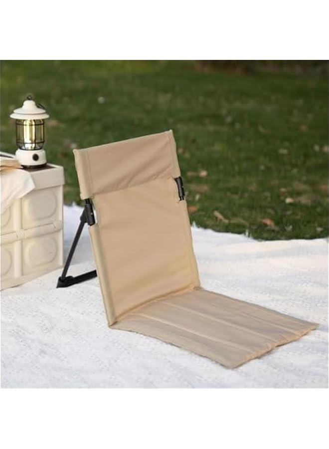 HOOKOR Beach Mat Lounge Chair, Ultra-Light Camping Folding Chair with Backrest,Outdoors Relaxing Chair with Carry Bag for Camping Beach Road Trips (Beige) - Image 5