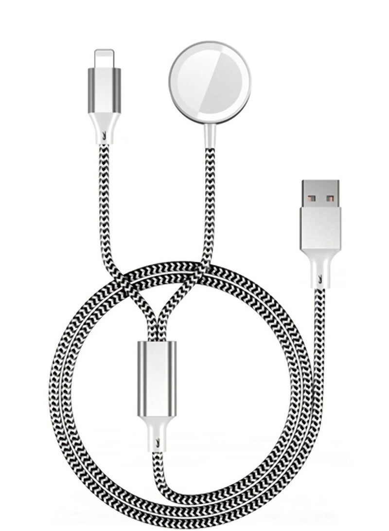 SYOSI Watch Charger Magnetic Charging Cord, 2 in 1 Portable Wireless Charger Cable Compatible with Watch Series 7 SE 6 5 4 3 2 Work for iPhone 13/12 Pro Max / 11 / XR/XS/X / 8 Plus  - Image 1